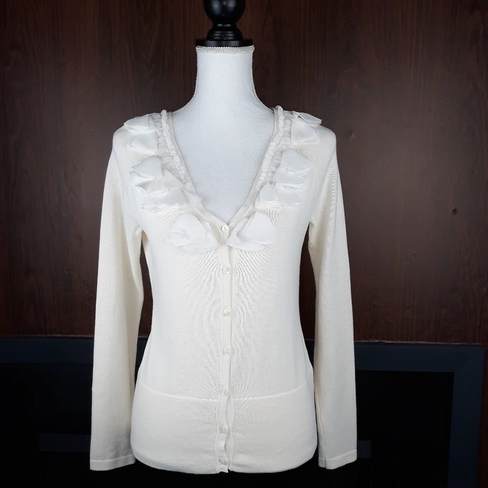 NWOT Daisy Fuentes Embellishe Ivory Cardigan